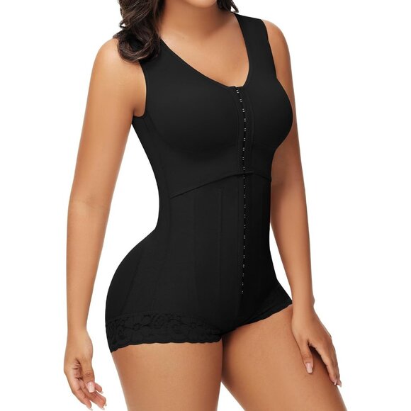 Women's Black Surgery Stage Full Body Shaper Tummy Control Garment Shapewear